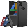Teelevo Wallet Case for Google Pixel 4a [NOT Compatible with Pixel 4a 5G], Dual Layer Case with Card Slot Holder for Google Pixel 4a - Black