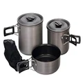 Texsport TX13412 Black Ice The Scouter 5 pc Hard Anodized Camping Cookware Outdoor Cook Set with Storage Bag Small