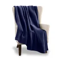 Vellux Queen Size Blanket - All Season Luxury Warm Lightweight Durable Pill-Resistant Bed Blankets - Perfect for Bed Couch Sofa - Navy Bed Blankets Queen Size - Hotel Quality (90 x 90 Inch, Navy)