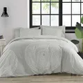 MARIMEKKO - Queen Comforter Set, Smooth Cotton Percale Bedding with Matching Shams, Medium Weight Home Decor (Fokus Grey, Queen)