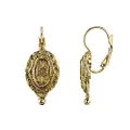 1928 Jewelry Baroque Insignia Oval Drop Earrings, Small, Zinc, No Gemstone