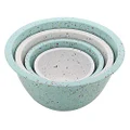 Zak Designs Confetti Mixing Bowl Set, Nesting Bowls for Space Saving Storage, Made with Durable Eco-Friendly Melamine, Great for Prepping and Serving Food (Mint & White, 4pcs, BPA-Free)