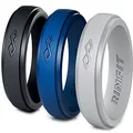 (14) - Silicone Rings Wedding Bands for Men - 3 Rings Pack - RINFIT Designed Premium Quality Silicone Ring - Black, Blue, Grey - Comes with a Gift Box