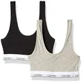 Calvin Klein Girls' Modern Cotton Bralette, Singles and Multipack, 2 Pack - Heather Grey, Classic Black, Small