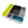 Three by Three Seattle 5 Piece Metal Organizer Tray Set for Storing Makeup, Stationary, Utensils, and More in Office Desk, Kitchen and Bathroom Drawers (2 Inch, Assorted Colors, Stripes)