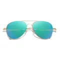 SOJOS Classic Aviator Sunglasses for Women Men Metal Frame Spring Hinges SJ1030 with Gold/Greenish Blue Mirrored