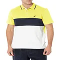 NAUTICA Men's Short Sleeve 100% Cotton Pique Color Block Polo Shirt, Blazing Yellow, Small US