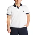 Nautica Men's Classic Fit Short Sleeve Performance Pique Polo Shirt, Bright White, Large