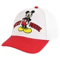Disney Baseball Cap, Mickey Mouse Adjustable Toddler 2-4 Or Boy Hats for Kids Ages 4-7, White/Red, 2-4 Years