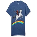 Marvel Deadpool Riding a Unicorn on a Rainbow T-Shirt, Navy HTR, Medium