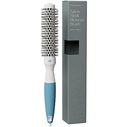 Osensia Ultra Small Round Brush for Women and Men - Salon Blowout Hair Styling with Antistatic Bristles for Wet or Dry Hair, Ceramic Ion Thermal Barrel, 0.75 inch