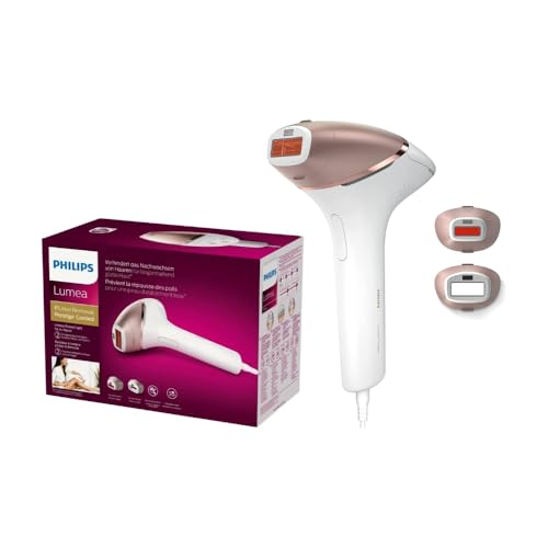 Philips Lumea IPL Hair Removal Device (AU Power Plug) with SmartSkin Sensor, Body and Face Attachments, SenseIQ Technology, White/Rose Gold, BRI945/00