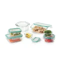 OXO Good Grips 16 Piece Smart Seal Leakproof Glass Food Storage Container Set,Clear,Blue