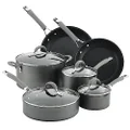 Circulon 84564 Elementum Hard Anodized Nonstick Cookware Set/Pots and Pans Set - 10 Piece, Gray