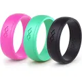 Rinfit Silicone Wedding Rings for Women 3 Ring Pack - Designed, Rubber Rings. Unique Set of Thin and Stackable Wedding Bands for Women. U.S. Design Patent Pending (Size 4, 3 Pack)