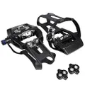 BV Bike Pedals Shimano SPD/Look Delta Compatible 9/16'' with Toe Clips - Peloton Pedals for Regular Shoes - Toe Cages for Peloton Bike - Exercise Bike Pedals - Universal Fit Bicycle Pedal