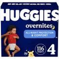 Huggies Overnight Diapers Size 4 (22-37 lbs), 116 Ct, Overnites Nighttime Baby Diapers