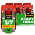 Scotch Tough Grip Moving Packaging Tape, 1.88" x 22.2 yd, Strong Hold on All Box Types Including Recycled, Secures Boxes up to 80 lbs, 1.5" Core, Clear, 6 Dispensered Rolls (150-6)