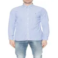 Tommy Hilfiger Men's Natural Soft POPLIN Stripe Shirt, Cobalt/White, Small