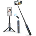 ATUMTEK Selfie Stick Tripod, Extendable 3 in 1 Aluminum Bluetooth Selfie Stick with Wireless Remote and Tripod Stand for iPhone 13/13 Pro/12/11/11 Pro/XS Max/XS/XR/X/8/7, Samsung Smartphones, Blue