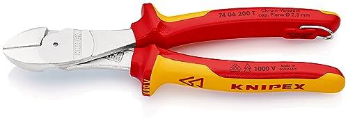 Knipex 1000V Tethered High Leverage Diagonal Cutter, 200 mm Length x 58 mm Width x 27 mm Height