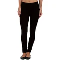 HUE Women's Ponte Leggings with Leatherette Piping, Black, X-Small