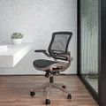Flash Furniture Mid-Back Transparent Black Mesh Executive Swivel Office Chair with Melrose Gold Frame and Flip-Up Arms, BL-8801X-GG