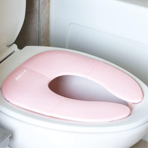 Folding Travel Potty Seat for Girls, Fits Round & Oval Toilets, Non-Slip Suction Cups, Includes Free Travel Bag - Jool Baby