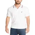 Nautica Men's Classic Fit Short Sleeve Dual Tipped Collar Polo Shirt, Bright White, 3XL