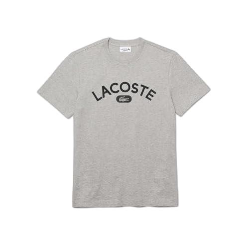 Lacoste Men's CROC WORDING HEAVY JERSEY T-SHIRT T Shirt, Silver, X-Small UK