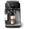 PHILIPS Series 4300 LatteGo Fully Automatic Espresso Coffee Machine with intuitive Display, up to 8 Different Coffees, 12-Step Grinder Levels and Durable Ceramic Grinders, Black, EP4346/70