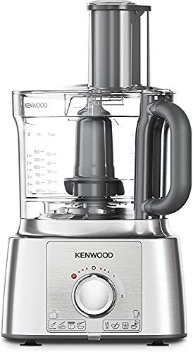 KENWOOD MultiPro Express+ Food Processor, FDP65.890SI, 1000W, Colour Liquid Satin - All in 1 System Chopes, Grates, Slices, Dices, Kneads, Blends, Purees, Whisks Silver