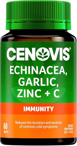 Cenovis Echinacea, Garlic, Zinc + Vitamin C Tablets 60 - Reduces the Severity & Duration of Common Cold Symptoms and Relieves Symptoms of Mild Upper-Respiratory Tract Infections