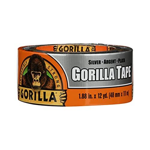 Gorilla Heavy Duty 11m Extra Long Double Adhesive Duct Tape - 48mm Wide Silver Gorilla Tape Heavy Duty All Weather Strong Tape - Moisture Resistant - Pack of 1