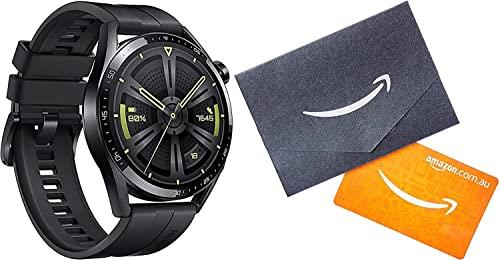 HUAWEI Watch GT 3 46 mm + Amazon Gift Card - 2 Weeks' Battery Life, All-Day SpO2 Monitoring, Personal AI Running Coach, Accurate Heart Rate Monitoring, 100+ Workout Modes, Australian Version - Black