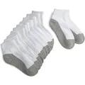 Jefferies Socks Boy's Boys Seamless Toe Athletic Qtr.6-Pack socks, White/Grey, Medium