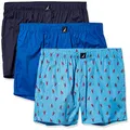 NAUTICA Men's Cotton Woven 3 Pack Boxer Shorts, Sea Cobalt/Peacoat/Lobsteraero Blue, Medium UK