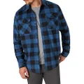Wrangler Authentics Men's Long Sleeve Heavyweight Fleece Shirt, Blue Buffalo Plaid, X-Large Tall