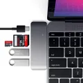 Satechi Aluminum Type-C USB 3.0 3-in-1 Combo Hub with USB-C Pass-Through - for M2/ M1 MacBook Pro/Air, M2/ M1 iPad Pro/Air, M2 Mac Mini, iMac M1 (Space Gray)