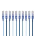 Monoprice 129436 SlimRun Cat6A Ethernet Patch Cable - Snagless RJ45 UTP Pure Bare Copper Wire 10G 30AWG 2ft Blue 10-Pack