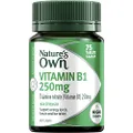 Nature's Own Vitamin B1 250mg Tablets 75 - High Strength Vitamin B Supplement - Supports Energy Levels, Nervous System Function, Cognitive Function - Maintains Heart Health