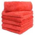 Carcarez Microfiber Car Wash Drying Towels Professional Grade Premium Microfiber Towels for Car Wash Drying 450GSM 16 in.x 16 in. Pack of 6 (6 Pack Red)