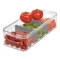 iDesign Recycled Plastic Crisp Large Divided Fruit and Vegetable Storage with Easy to Grip Integrated Handles Designed to Keep Food Fresh Longer, 14. 82" x 6. 32" x 3. 76"
