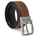 Steve Madden Men's Dress Casual Every Day Leather Belt, Cognac/Black (Feather Edge), 40 US