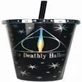 Spoontiques - Harry Potter Tumbler - Deathly Hallows Foil Cup with Straw - Black - 20 oz