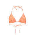 PUMA Women's Swimwear Formstrip Triangle Top Bikini, Peach Combo, Medium