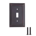 Amazon Basics Single Toggle Light Switch Outlet Wall Plate, Oil Rubbed Bronze, 3-Pack, 1 Gang