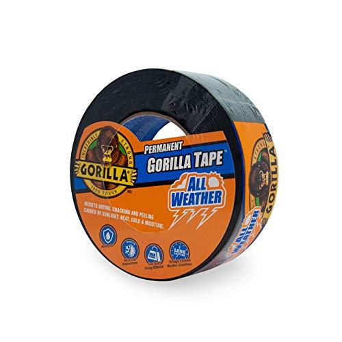 Gorilla Permanent All Weather Tape, Duct Tape, Utility Tape, Waterproof, Indoor & Outdoor, UV and Temperature Resistant, 48mm x 22.8m, Black, (Pack of 1), GG101792