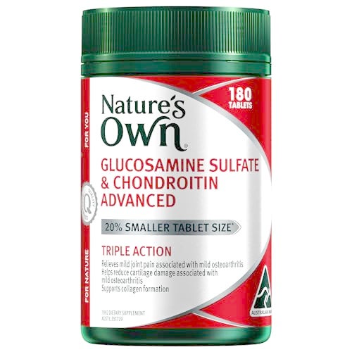 Nature's Own Glucosamine Sulfate and Chondroitin Advanced Tablets 180 - Contains Zinc and Vitamin C - Supports Collagen Formation - Helps Maintain Joint Flexibility Associated with Mild Osteoarthritis