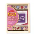 Melissa & Doug 2415 Butterfly and Heart Wooden Stamp Set: 8 Stamps and 2-Color Stamp Pad,Purple/Pink